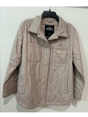 Hollister Beige Quilted Barn Jacket Puffer Coat Size M
